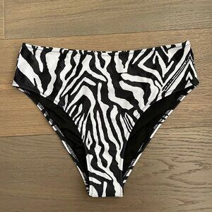 Beachsissi Zebra Print Lined Bikini Bottoms Black & White Sz S